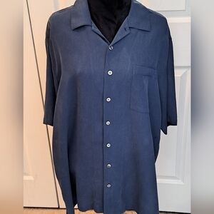 Brandini Men's Navy 100% Silk Shirt    Size XL